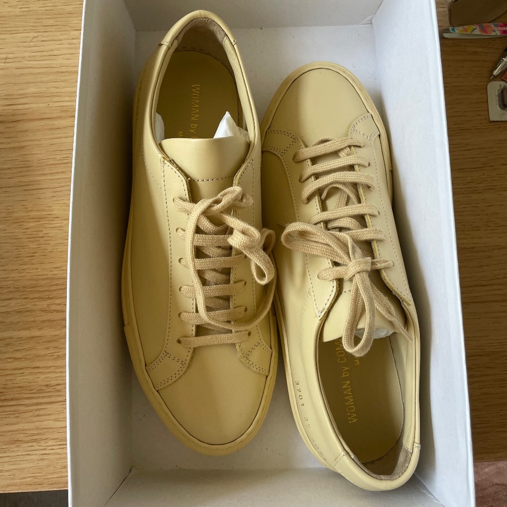 Common projects yellow leather sneakers